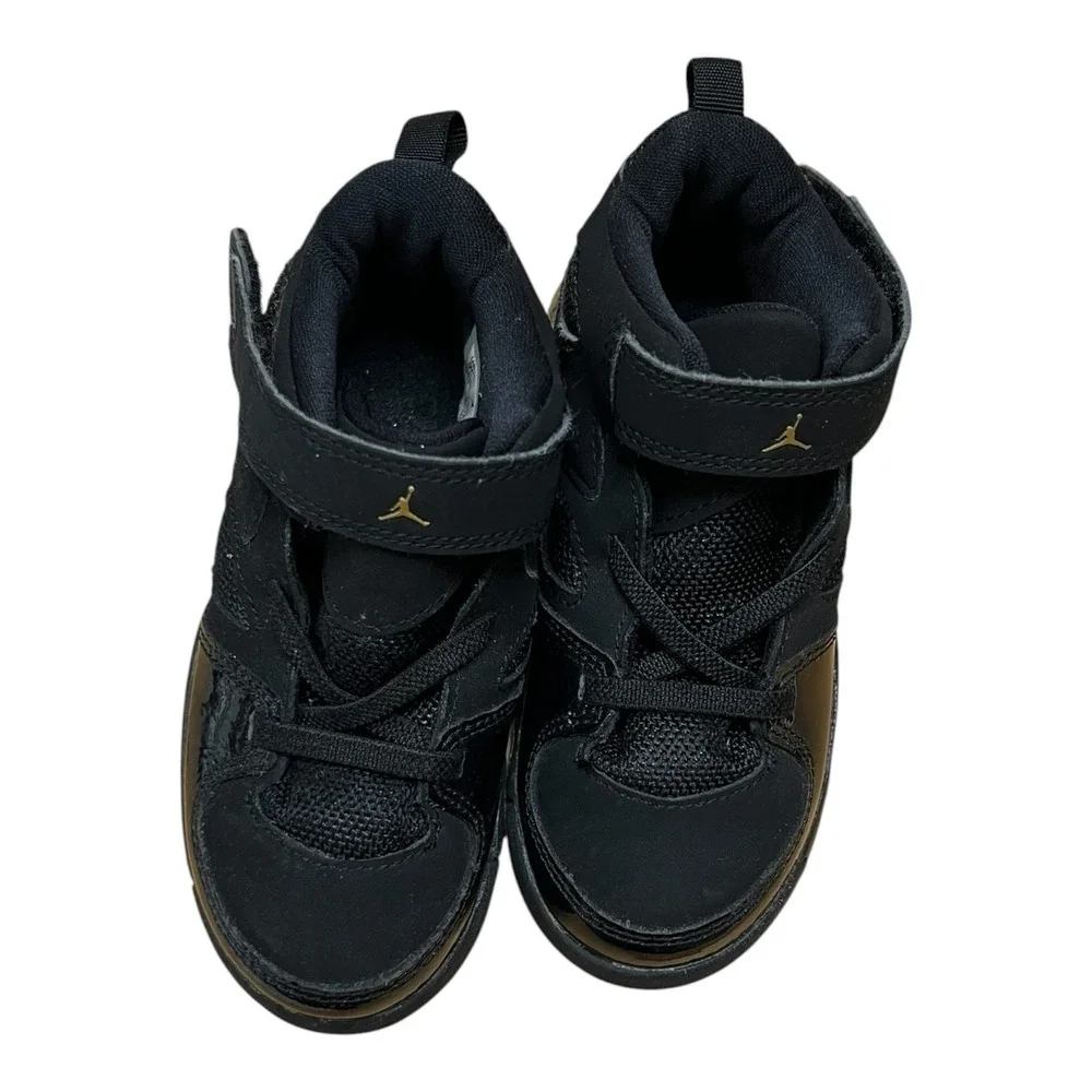 Jordan Black Metallic Gold Toddler Sneakers 555330-031 - Size 9C